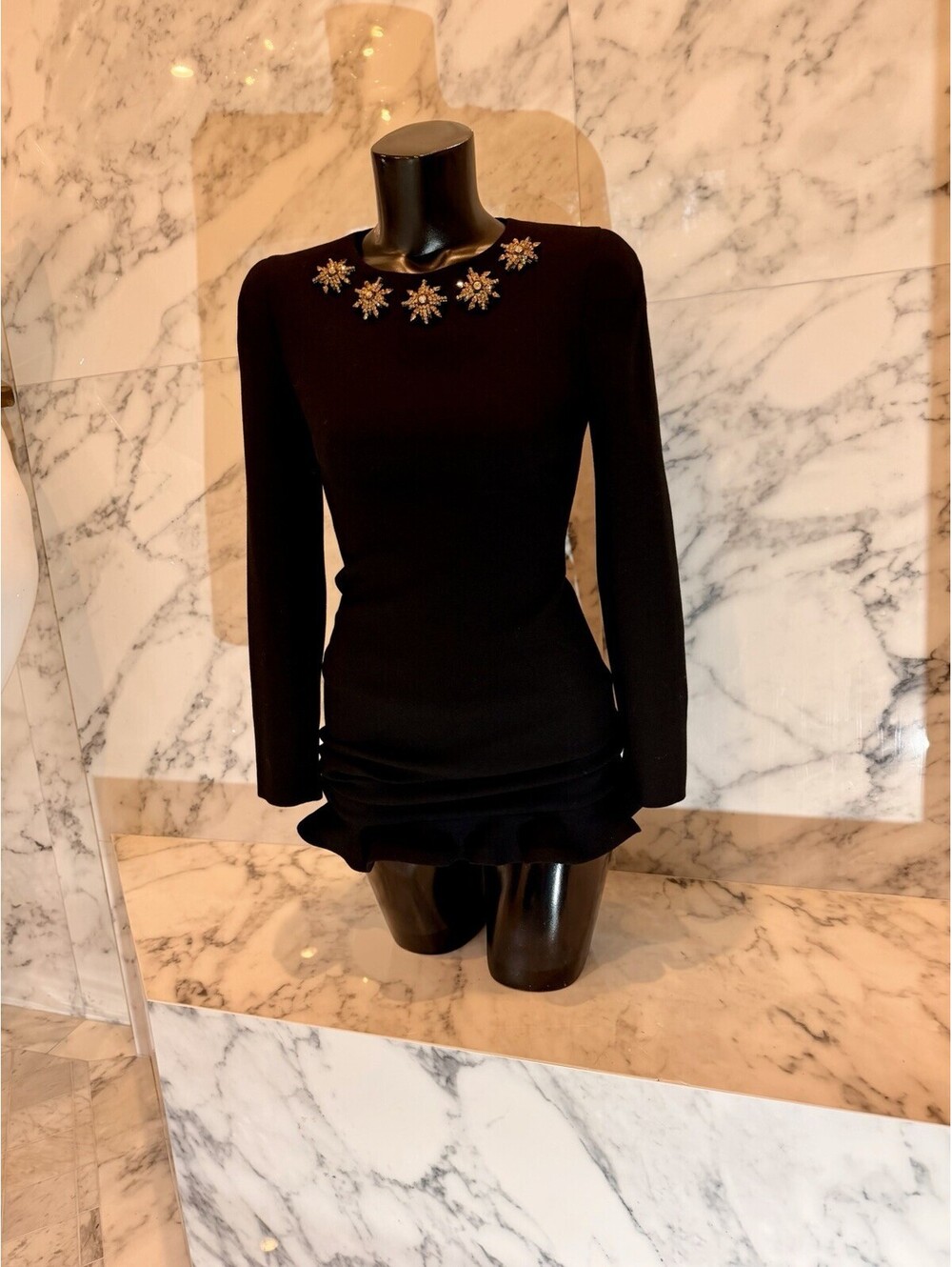 NWT Alexander McQueen Black Crystal Embellished Mini Dress Italy Size 38 $2,460